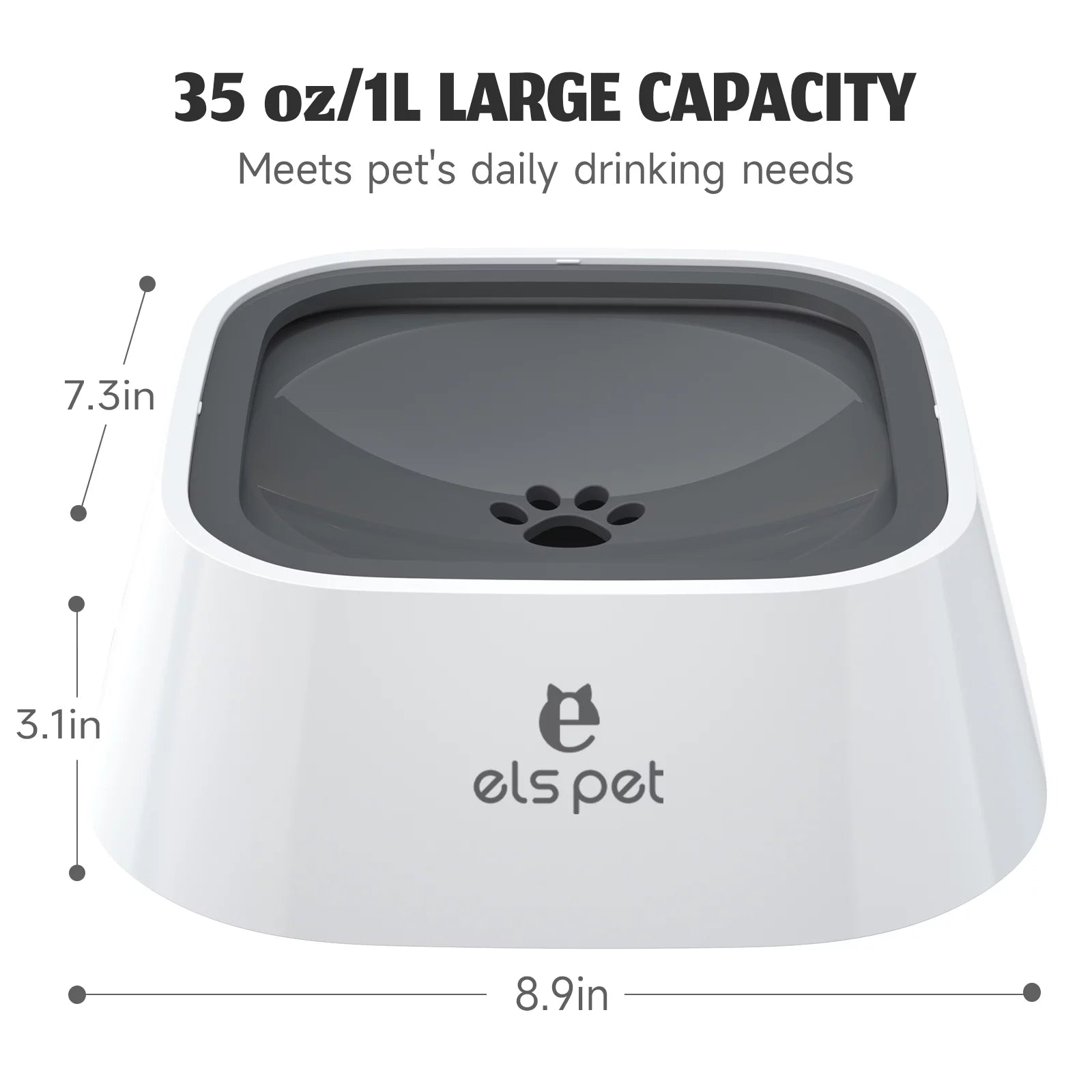 No Spill Pet Water Bowl - 35Oz Travel Cat & Dog Water Dispenser with Slow Feed Design