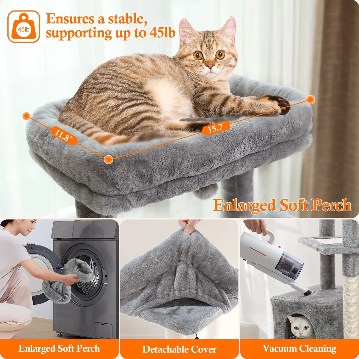 Cat Tree for Indoor Cats, Multi-Level Cat Tower with Sisal Covered with Scratching Posts