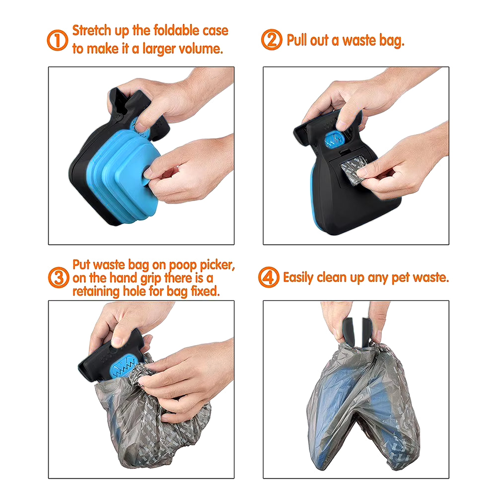 Foldable Dog Poop Scooper With Bag Dispenser 