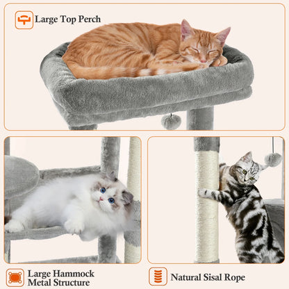 Cat Tree for Indoor Cats, Multi-Level Cat Tower with Sisal Covered with Scratching Posts